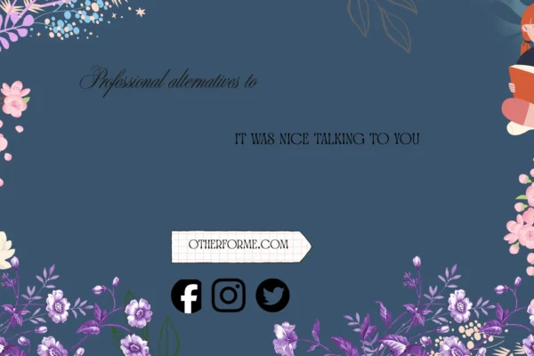 professional alternatives to it was nice talking to you